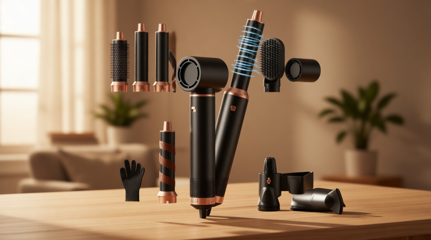5 in 1 Blow Dryer Brush, Upgrade Hair Dryer Brush Air Curler Air Curling Wrap Styler, Detachable Hot Air Brush Negative Ion Curling Brush Iron, Hair Styling Tools for Drying Curling Straightening