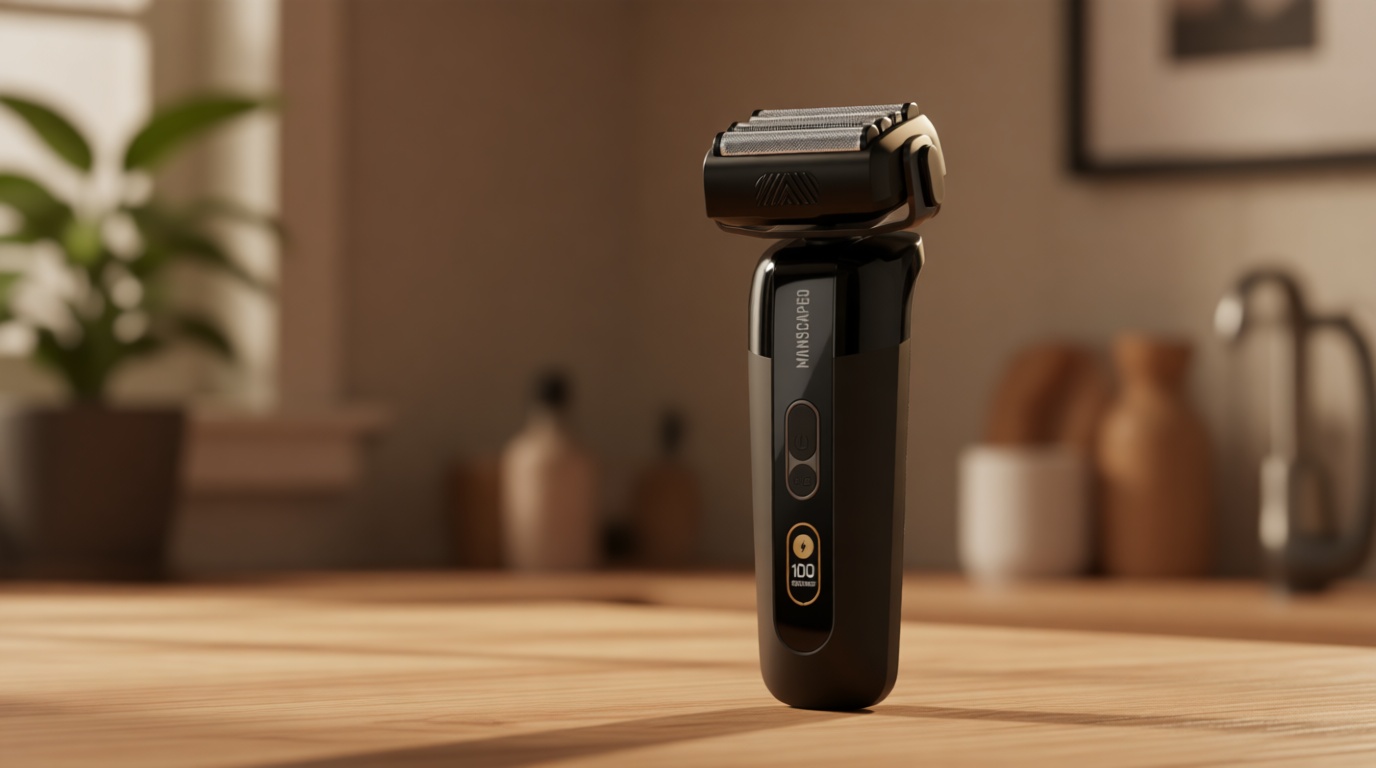 MANSCAPED® The Chairman™ PRO Men’s Electric Foil Face Shaver - Two Interchangeable Blade Heads, SkinSafe® Four-Blade Foil & Stubble Trimmer, USB-C Wireless Compatible Charging, Gentle on Neck