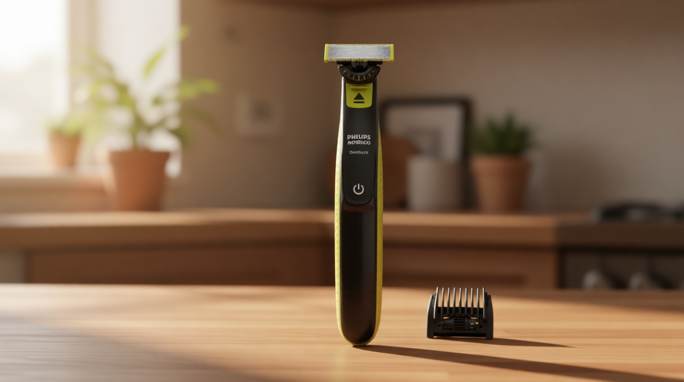 Philips Norelco One 360 Hybrid Face, Electric Beard Trimmer and Shaver, with 360 Technology, 1x 360 for Face, 5in1 Adjustable Comb, Model QP2724/90 GreenCircle Certified: Certified Environmental Facts Label