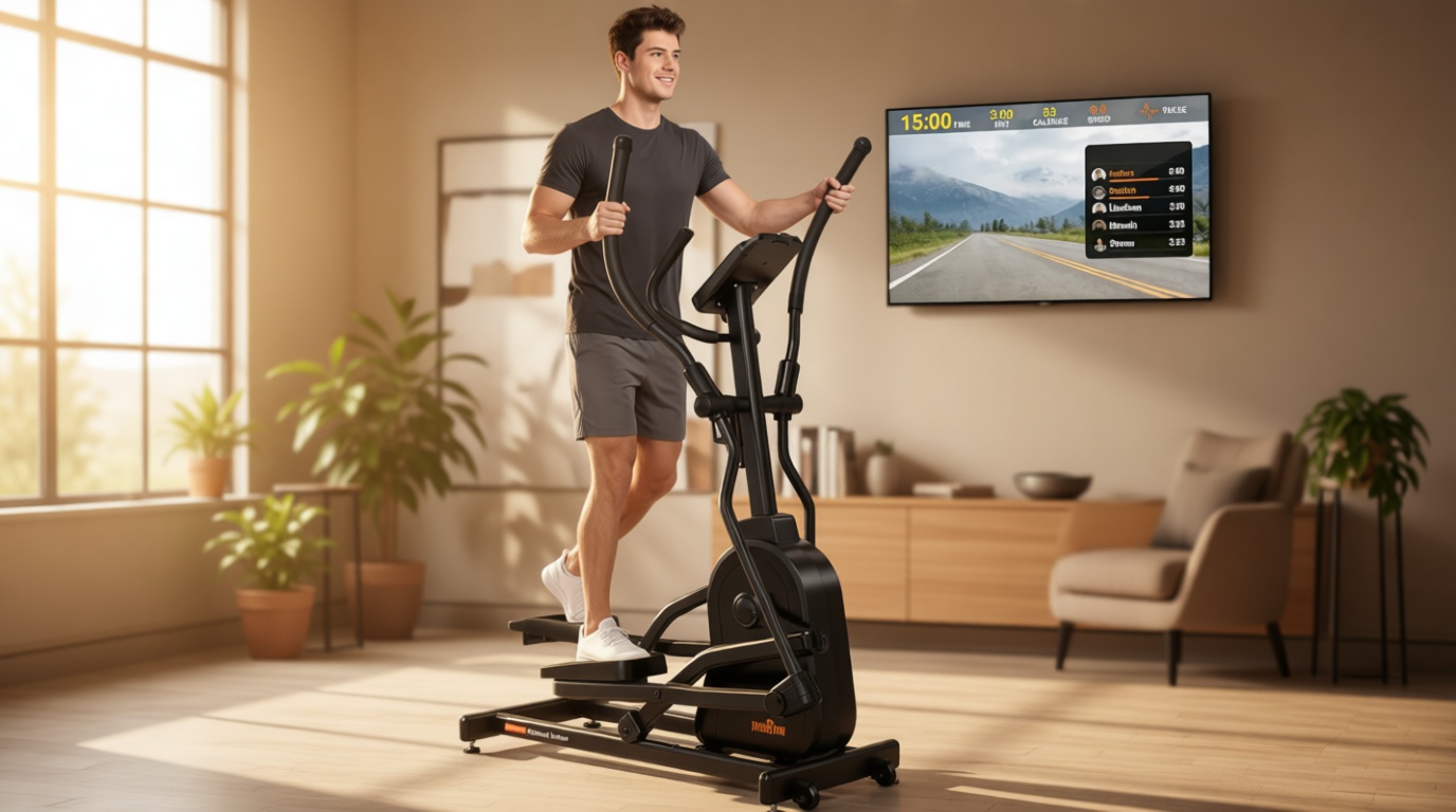 THERUN Elliptical Exercise Machine, Electric Elliptical Machine for Home Use, Magnetic Elliptical Training Machines with 20IN Stride & 32-Level Resistance, 350LB Capacity, App Connectivity
