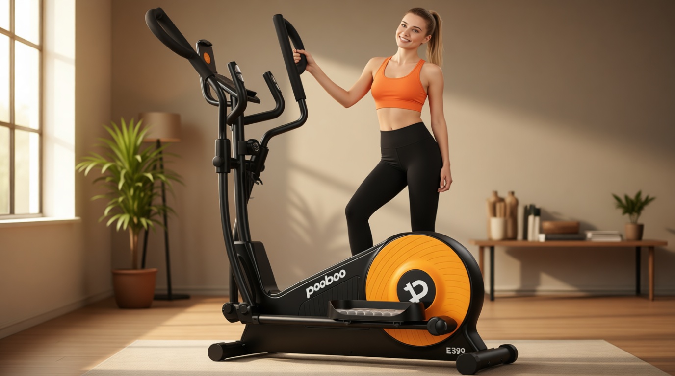 pooboo Elliptical Machine, Elliptical Exercise Machine with 16-Level Resistance&Quiet Magnetic Driving System, Elliptical Machine for Home with LCD Monitor,15.5-17IN Stride, 350LBS Weight Capacity