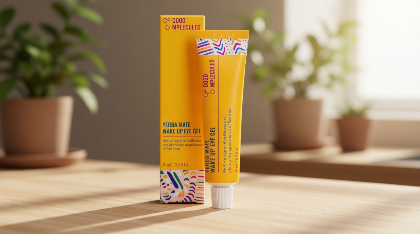 Good Molecules Yerba Mate Wake Up Eye Gel - Hydrating Under Eye Gel Cream with Hyaluronic Acid and Caffeine - Target Dark Circles and Puffiness - Skin Care for Face