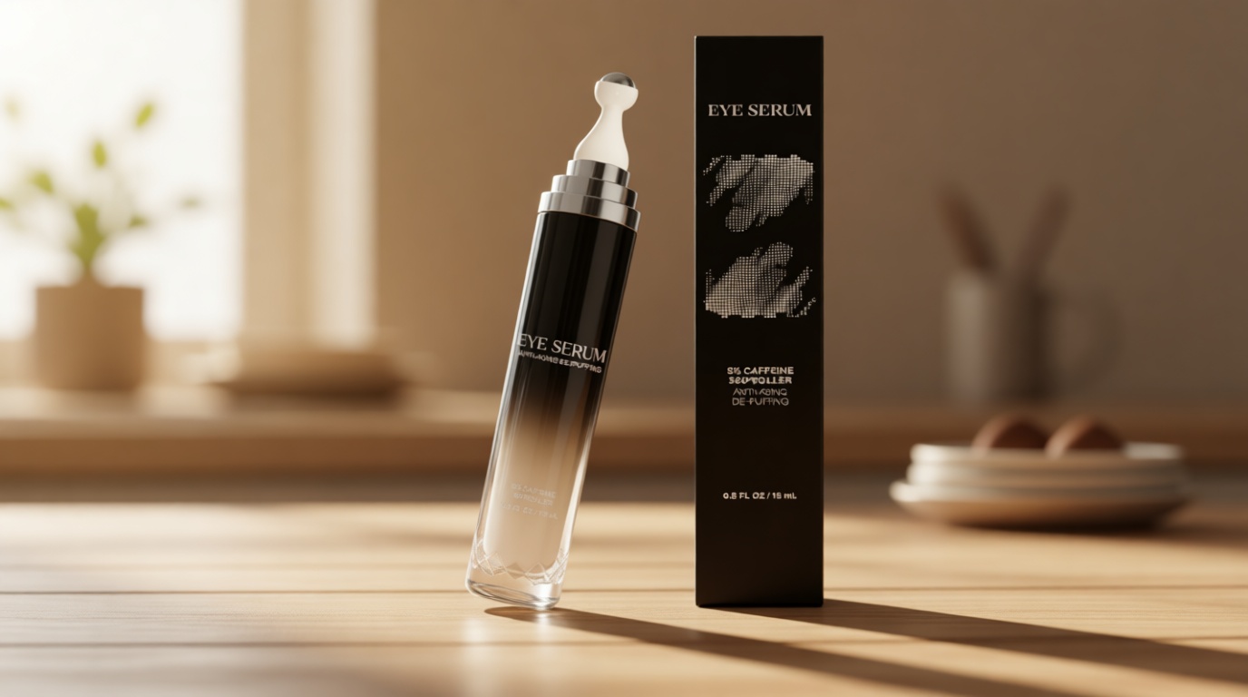 Eye Cream with 360° Roller, Anti Aging Treatment for Wrinkles & Fine Lines, Caffeine Under Eye Serum for Dark Circles & Puffiness, Retinol Peptides, 0.5 fl oz