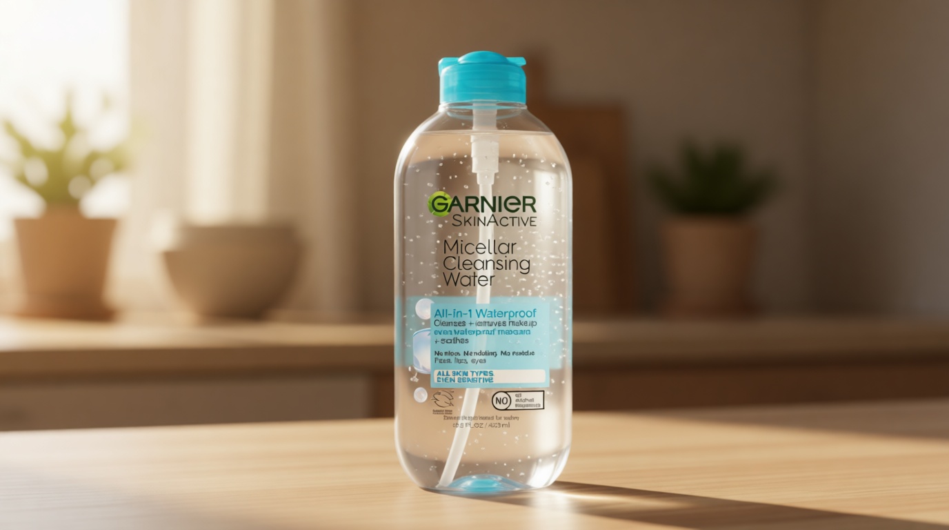 Garnier Micellar Water For Waterproof Makeup, Hydrating Facial Cleanser & Makeup Remover, Suitable for Sensitive Skin, Vegan, Cruelty Free, 13.5 Fl Oz (400mL), 1 Count
