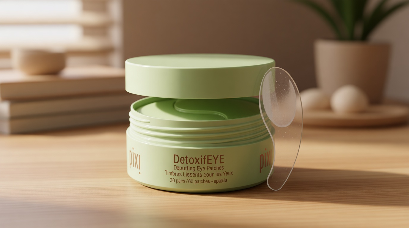 Pixi DetoxifEYE Depuffing Hydrogel Under-Eye Patches, Cucumber, Hyaluronic Acid & Caffeine for Puffy Eyes and Dark Circles, Hydrate Eye Area, 30 Pairs, 60 Patches