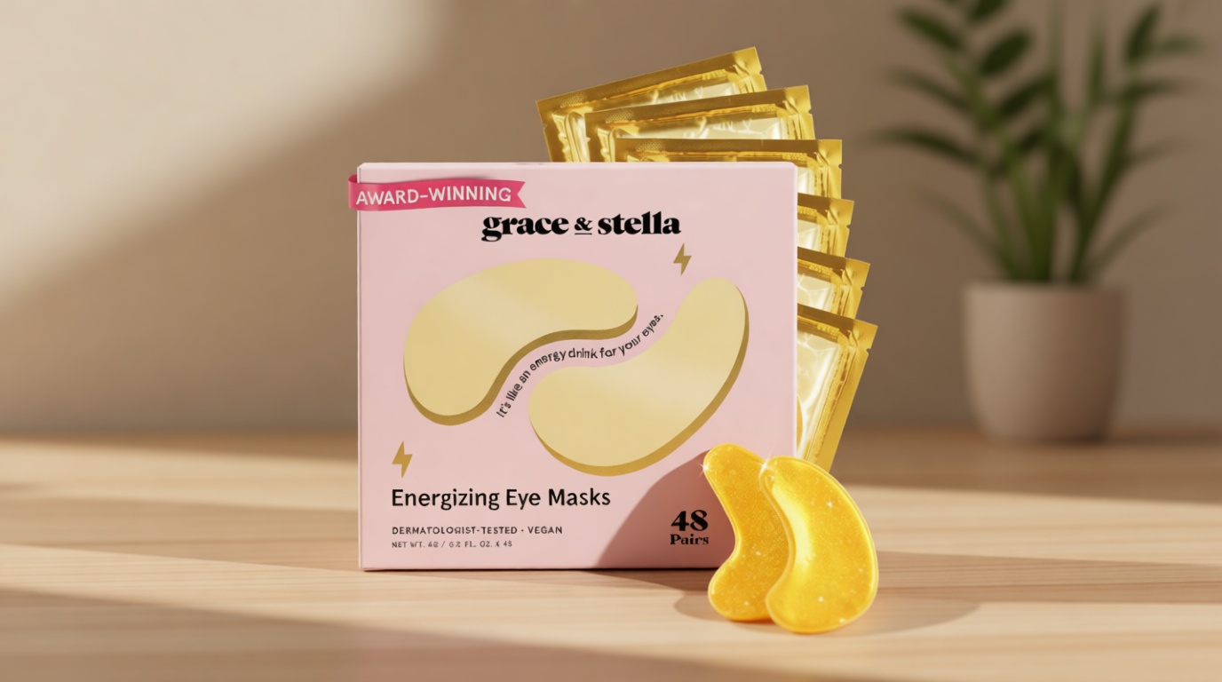 grace & stella Award Winning Under Eye Mask - Mothers Day Gifts Bulk - Gel Eye Patches for Dark Circles, Puffy Eyes, Wrinkles, Undereye Bags - Gifts for Teen Girls - Vegan (48 Pairs, Gold) ClimatePartner certified