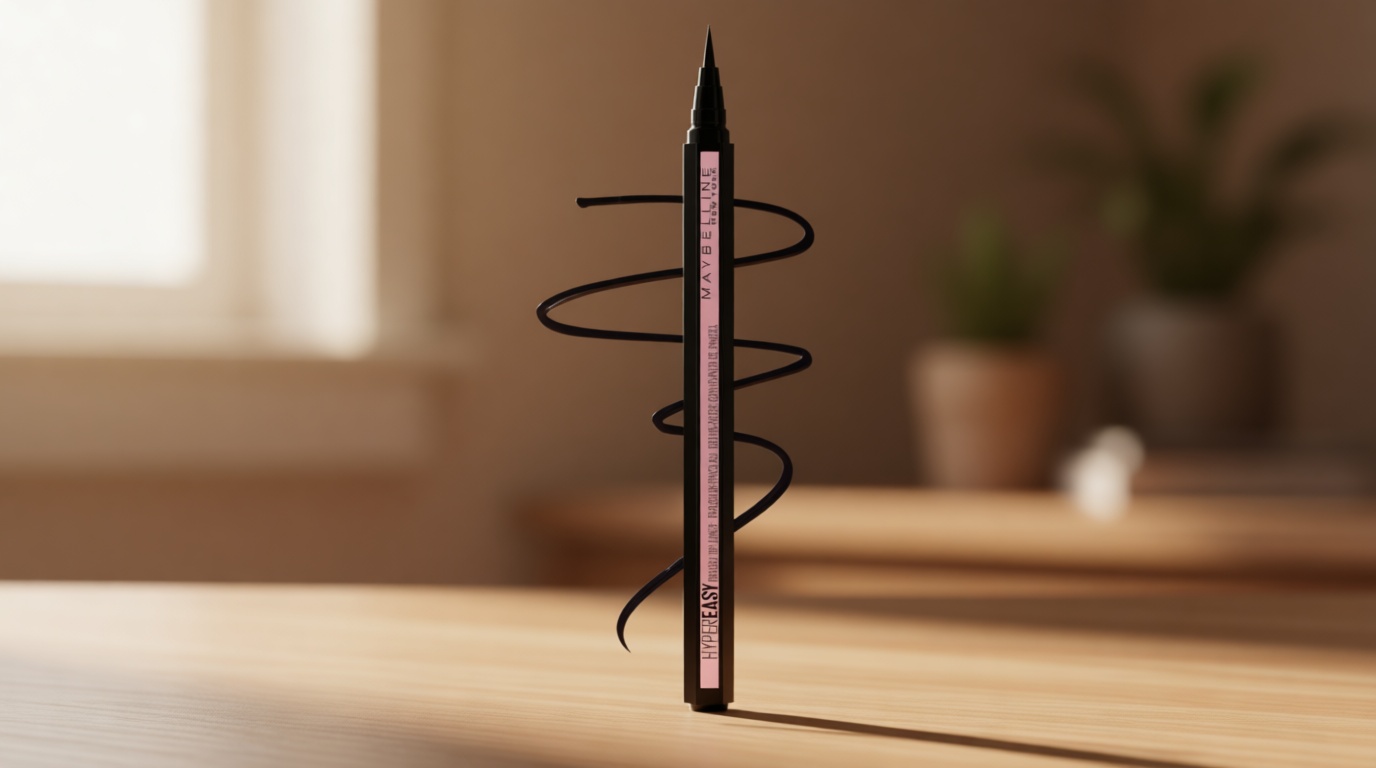 Maybelline Hyper Easy Liquid Pen No-Skip Eyeliner, Satin Finish, Waterproof Formula, Pitch Black, 0.018 Fl Oz