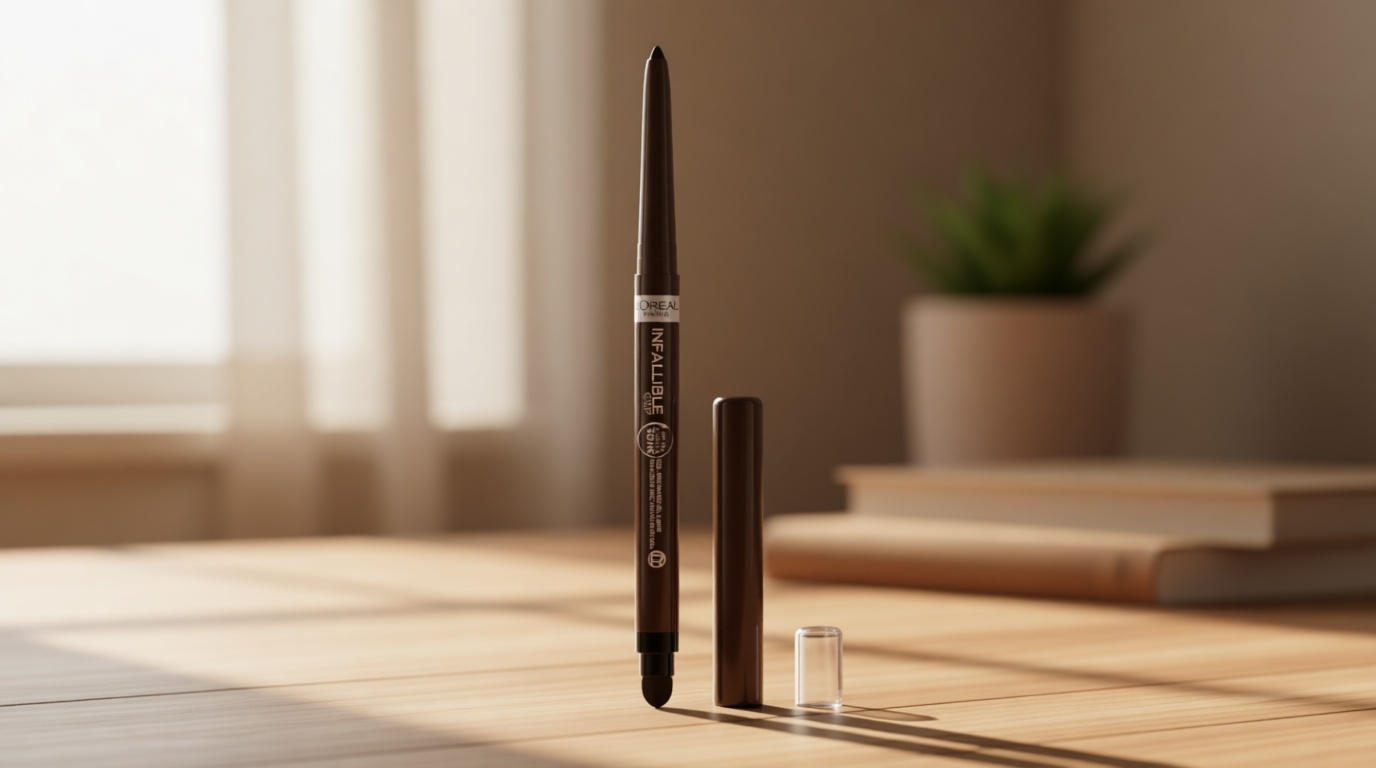 L'Oreal Paris Infallible Grip Mechanical Gel Eyeliner Pencil, Smudge-Resistant, Waterproof Eye Makeup with Up to 36HR Wear, Brown Denim, 0.01 Oz