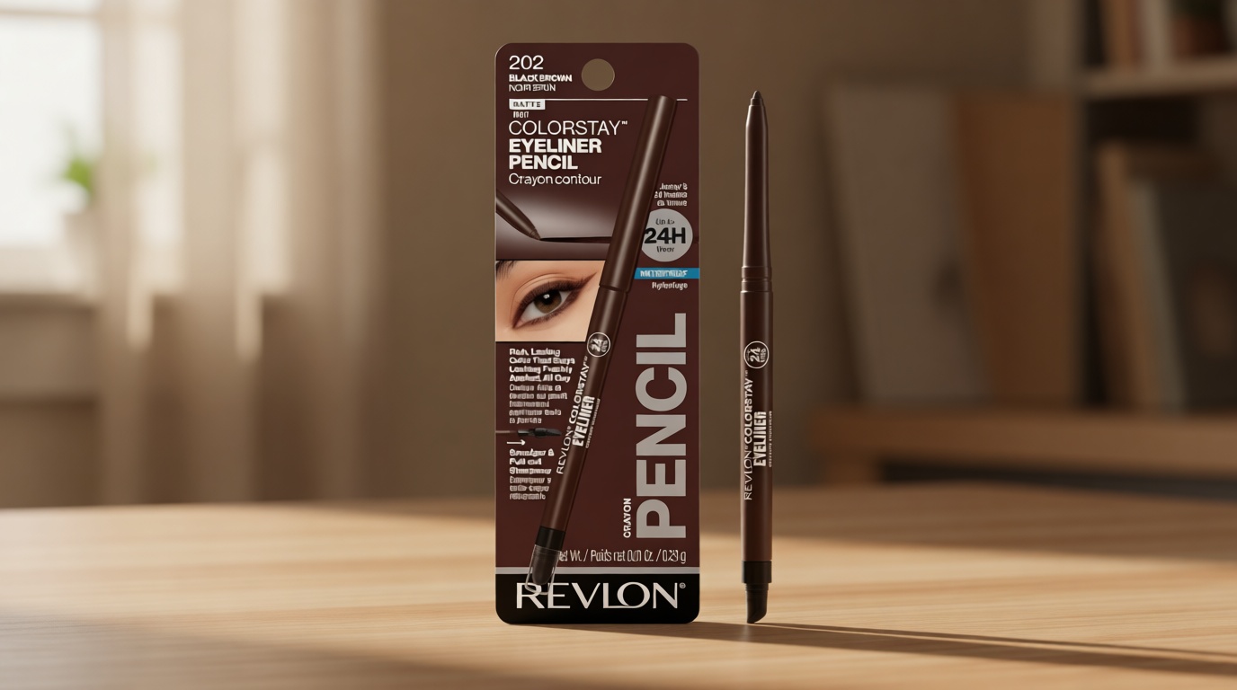 Revlon ColorStay Pencil Waterproof Eyeliner, Smudge-Proof, Eye Makeup with Built-In Sharpener, 202 Black Brown, 0.01 oz