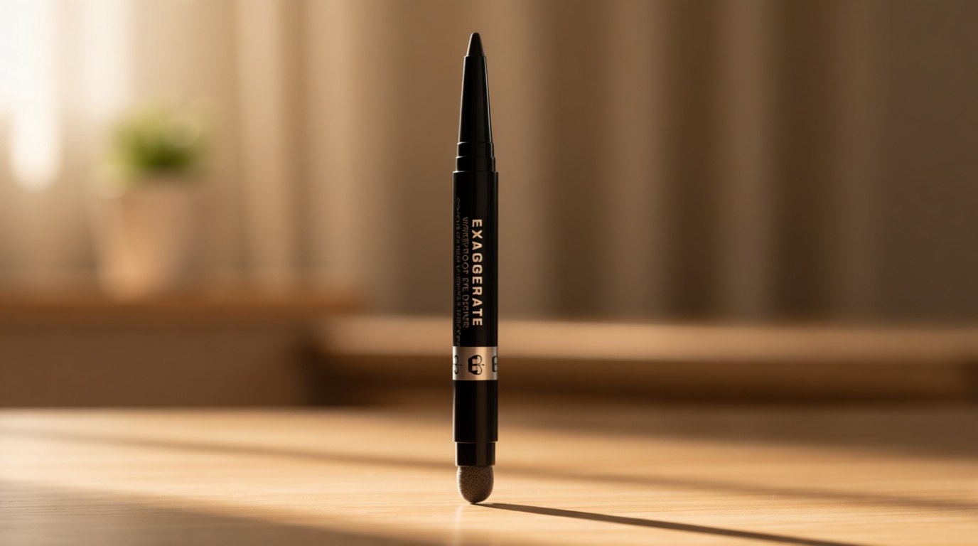 Rimmel London Exaggerate Waterproof Eye Definer Eyeliner, Highly Pigmented, Long-Wearing, Built-In Smudger, 262, Blackest Black, 0.01oz