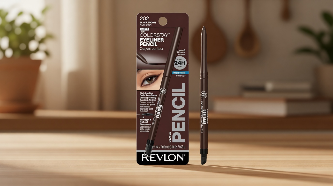 Revlon ColorStay Pencil Waterproof Eyeliner, Smudge-Proof, Eye Makeup with Built-In Sharpener, 202 Black Brown, 0.01 oz