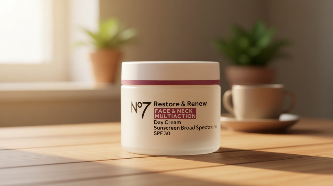 No7 Restore & Renew Multi Action Face & Neck Cream - Anti Aging Face Moisturizer with SPF 30 - Helps to Firm & Hydrate Crepey Skin - Formulated with Hyaluronic Acid, Peptides & Ceramides (1.69 Oz)