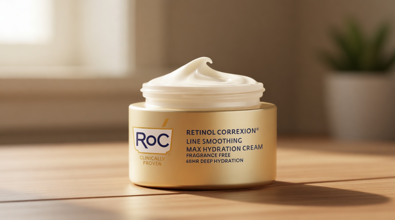RoC Retinol Correxion Max Hydration Anti-Aging Daily Face Moisturizer with Hyaluronic Acid, Fragrance-Free, Oil Free Skin Care, 1.7 Ounces (Packaging May Vary)