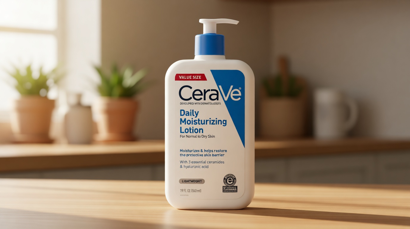CeraVe Daily Moisturizing Lotion for Dry Skin, Body Lotion & Face Moisturizer with Hyaluronic Acid and Ceramides, Daily Moisturizer, Fragrance Free, Oil-Free, 19 Ounce Cradle to Cradle Certified [Amazon-developed Certification] Compact by Design