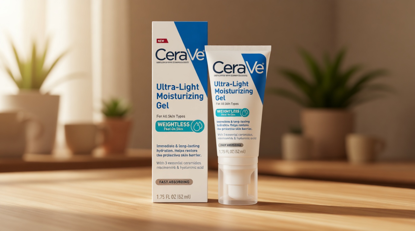 CeraVe Ultra-Light Moisturizing Gel, Hydrating Gel Face Moisturizer For Men & For Women with Ceramides, Niacinamide, Hyaluronic Acid, Fragrance Free, Oil-Free, Mattifying Moisturizer, 1.75 FL Oz