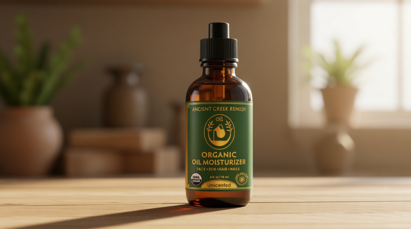 Ancient Greek Remedy Face Oil for Dry Skin - Organic Unscented Anti-Aging Serum - Jojoba, Rosehip, Almond, Olive, Vitamin E - Facial Gua Sha oil - Natural Body Moisturizer for Women & Men 4 oz USDA Organic ClimatePartner certified