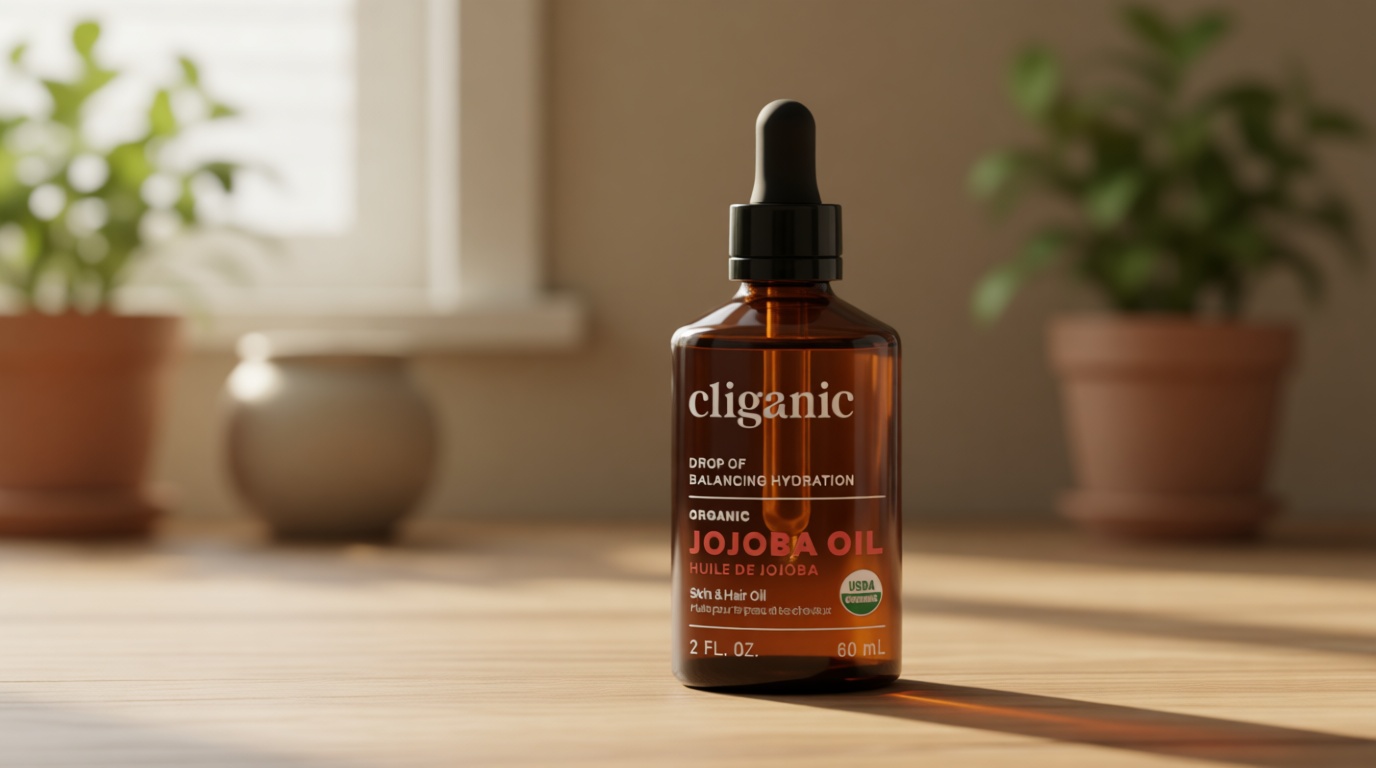 Cliganic Organic Jojoba Oil, 100% Pure (2oz) | Natural Cold Pressed Unrefined Hexane Free Oil for Hair & Face | Base Carrier USDA Organic EWG Verified