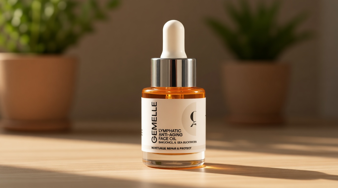 GEMELLE Lymphatic Anti-Aging Face Oil | 10x Award winner | Vitamin C,E & A | Moisturize, Repair & Protect | Bakuchiol, Sea Buckthorn & More! | Organic, Natural, Clean Beauty | Starter, Travel 15ml
