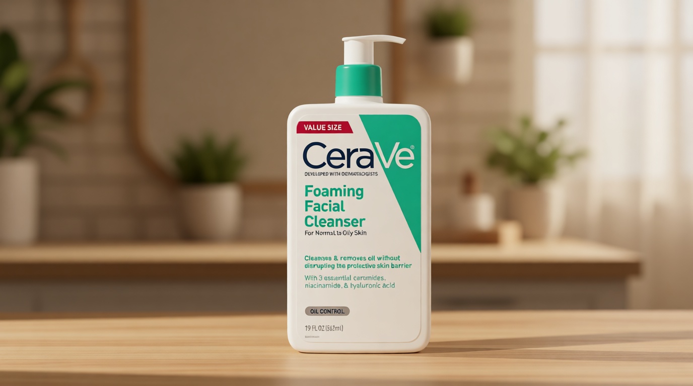 CeraVe Foaming Facial Cleanser, Daily Face Wash for Oily Skin, Hyaluronic Acid + Ceramides + Niacinamide, Fragrance Free & Paraben Free, Non-Drying Oil Control Face Wash, 19 Fluid Ounce Cradle to Cradle Certified
