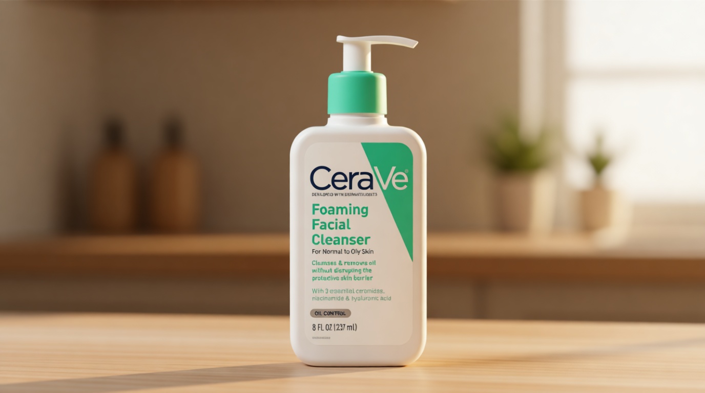 CeraVe Foaming Facial Cleanser, Daily Face Wash for Oily Skin, Hyaluronic Acid + Ceramides + Niacinamide, Fragrance Free & Paraben Free, Non-Drying Oil Control Face Wash, 8 Fluid Ounces Cradle to Cradle Certified