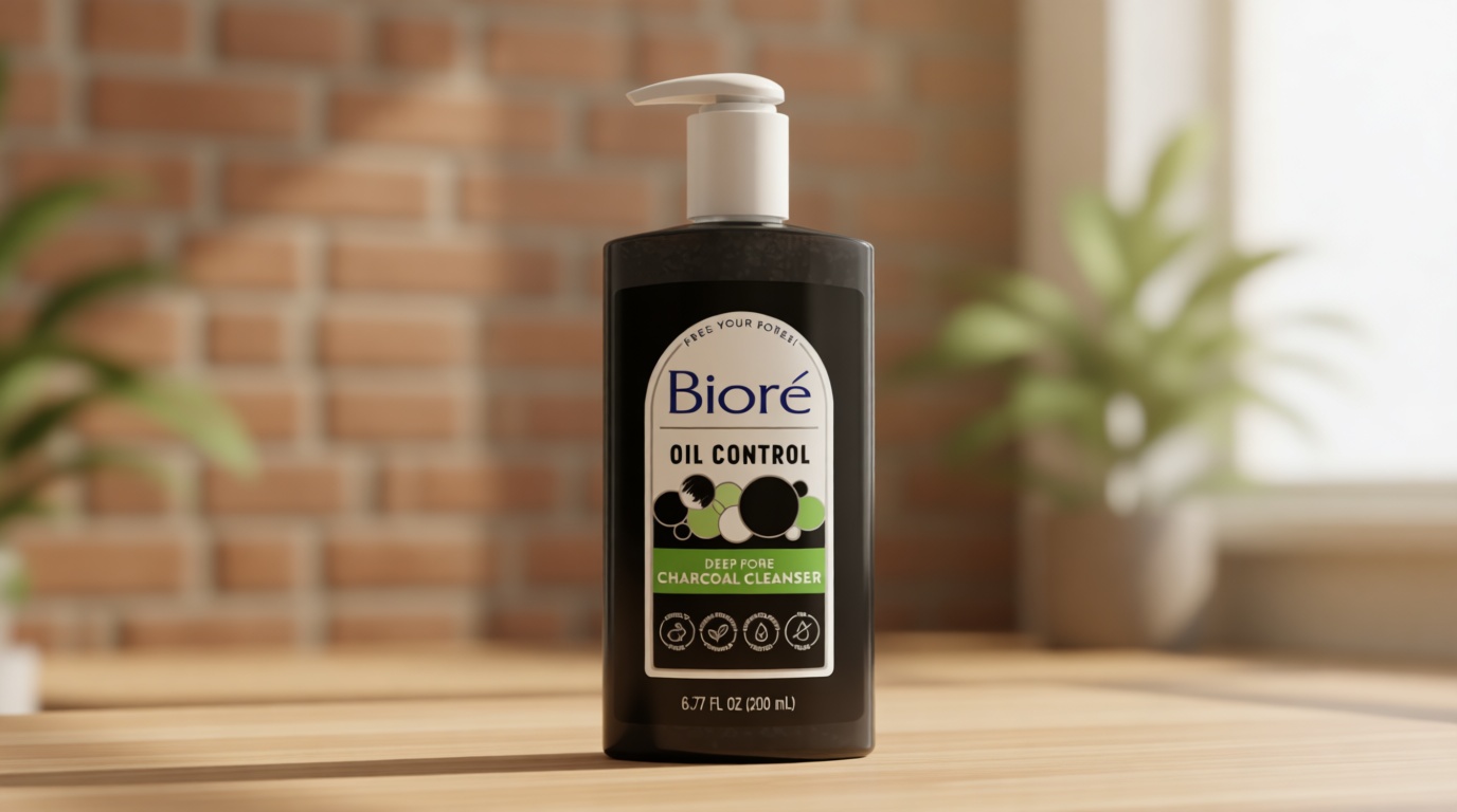 Biore Deep Pore Charcoal Face Wash, Daily Facial Cleanser for Dirt & Makeup Removal, for Oily Skin, 6.77 Oz