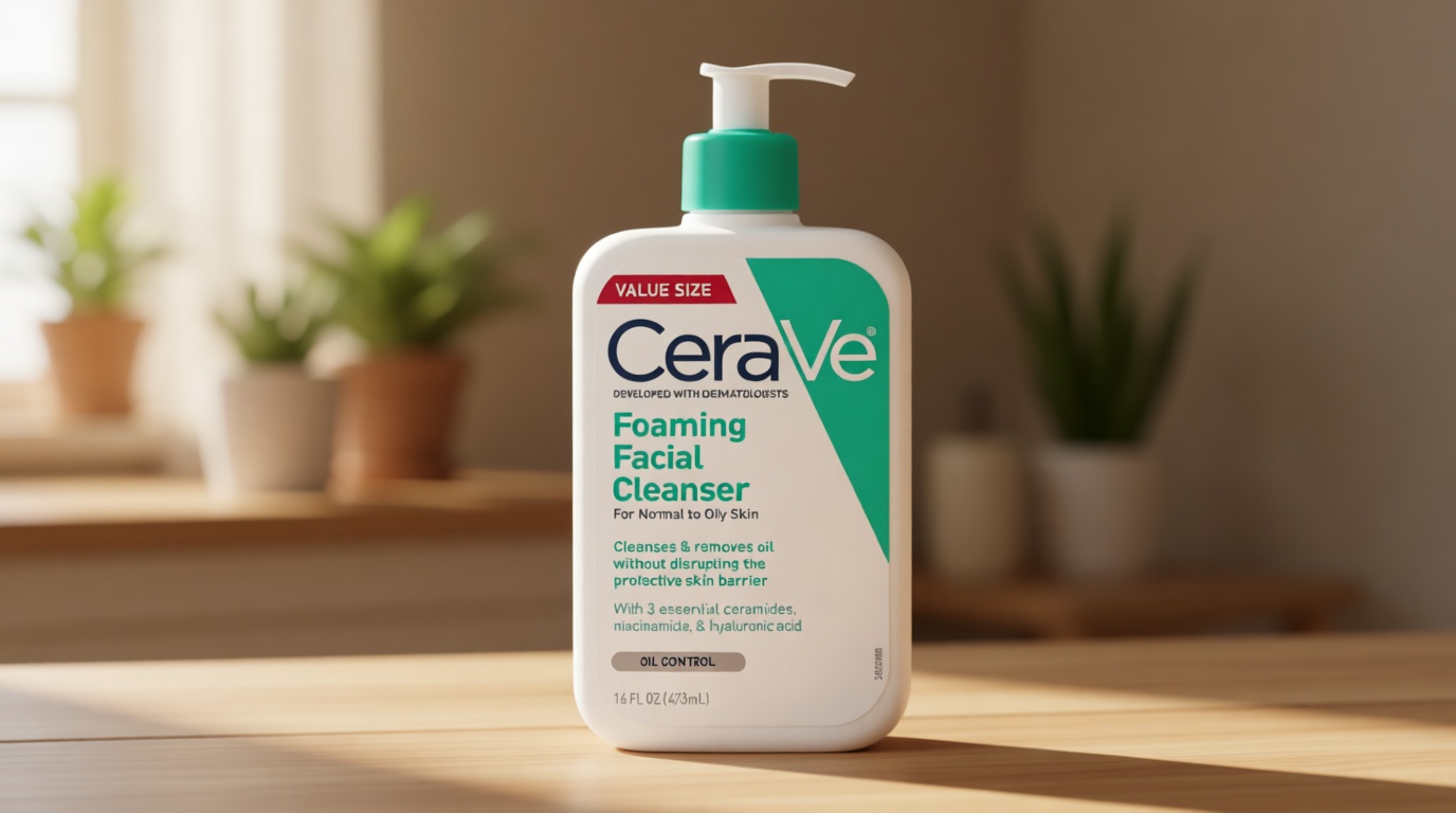 CeraVe Foaming Facial Cleanser, Daily Face Wash for Oily Skin, Hyaluronic Acid + Ceramides + Niacinamide, Fragrance Free, Non-Drying Oil Control Face Wash, 16 Fluid Ounces Cradle to Cradle Certified
