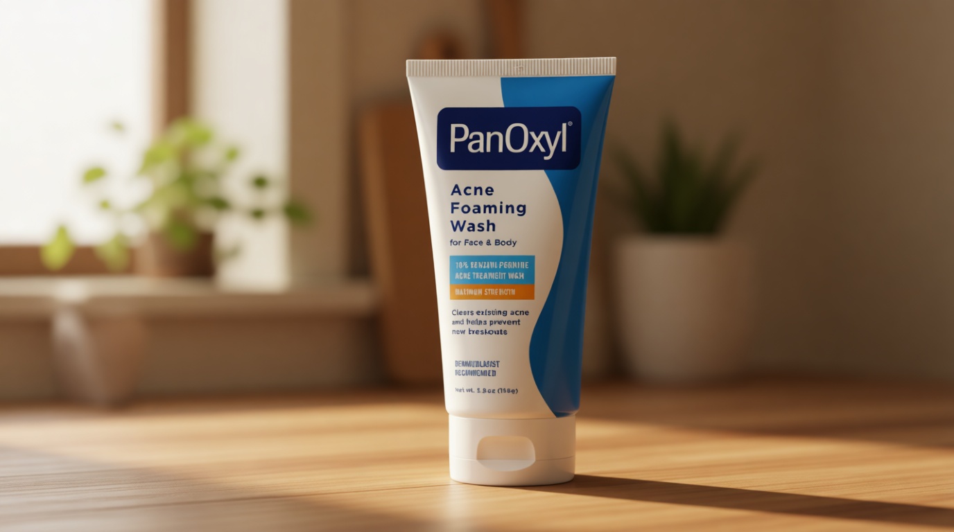 PanOxyl 10% Benzoyl Peroxide Acne Foaming Wash, Maximum Strength, Daily Acne-Fighting Face and Body Cleanser, Face Wash to Clear, Treat and Prevent Acne Pimples and Stubborn Breakouts, 5.5 Oz Tube