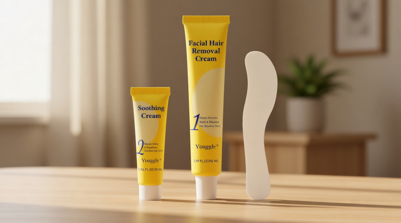 5 Min Facial Hair Removal For Women, Painless & Gentle Sensitive Skin Hair Removal Cream with Soothing Cream for Chin & Upper Lip & Cheeks 2.03 Fl Oz