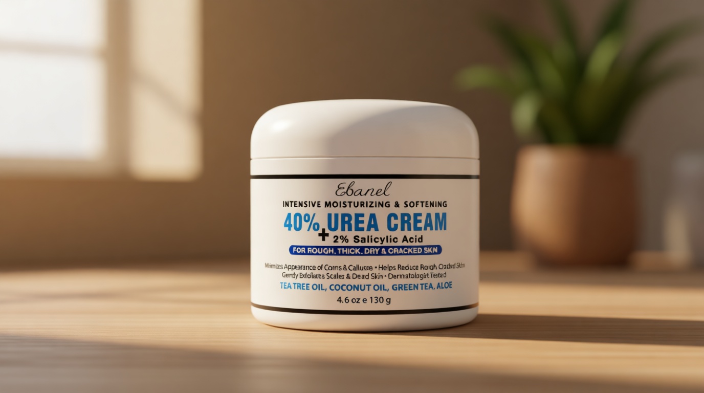 Ebanel Urea Cream 40% plus Salicylic Acid 2%, Foot Cream for Dry Cracked Heels Feet Knees Elbows Hands, Foot Dead Skin Cuticle Callus Remover Toenail Softener, Keratolytic Skin Barrier Repair