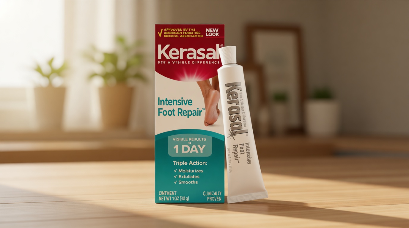 Kerasal Intensive Foot Repair, Skin Healing Ointment for Cracked Heels and Dry Feet, 1 Oz