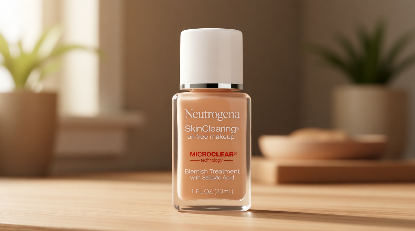 Neutrogena SkinClearing Oil-Free Acne and Blemish Fighting Liquid Foundation with.5% Salicylic Acid Acne Medicine, Shine Controlling Makeup for Acne Prone Skin, 40 Nude, 1 fl. oz