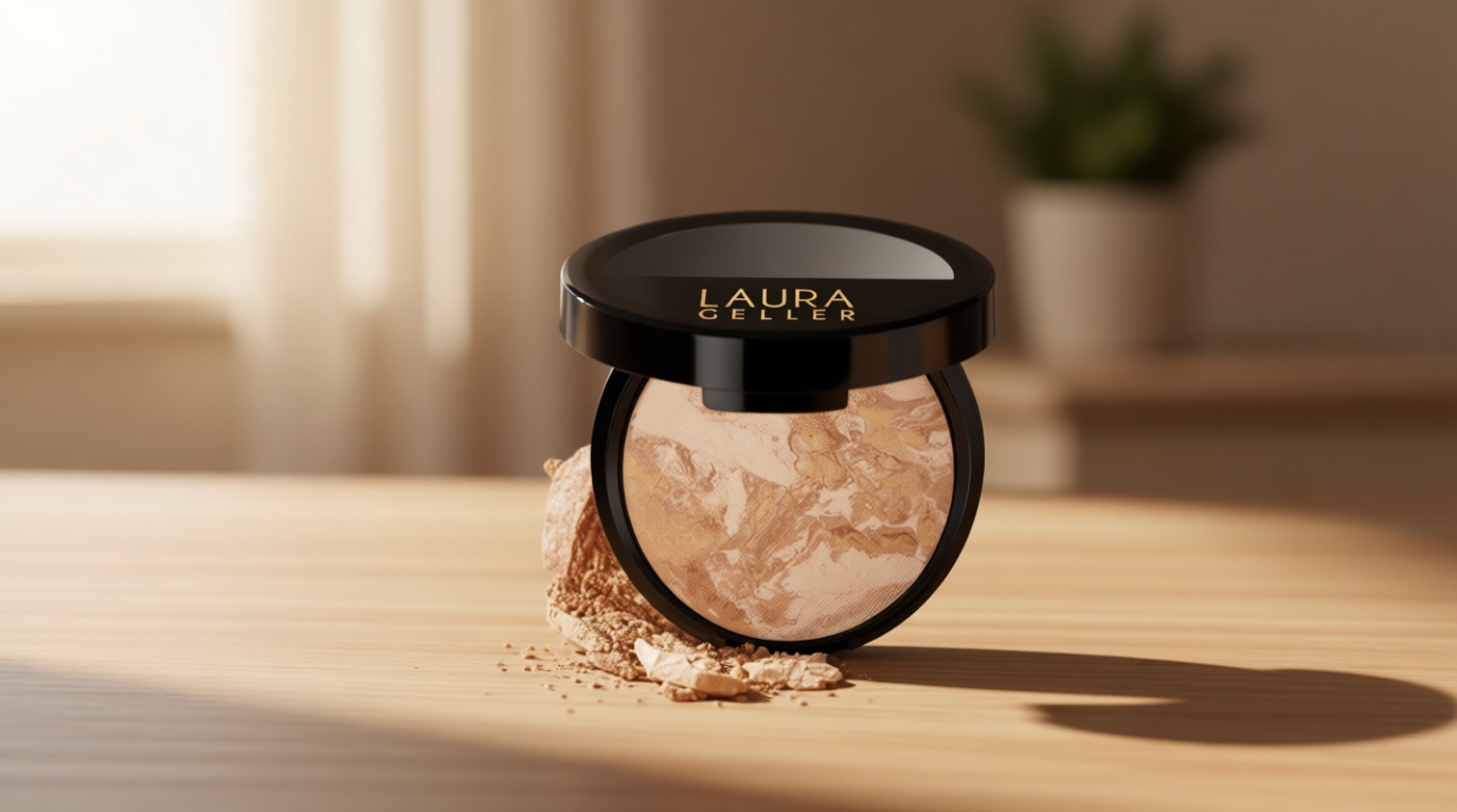 LAURA GELLER NEW YORK Award-Winning Baked Balance-n-Brighten Color Correcting Powder Foundation - Medium - Buildable Light to Medium Coverage - Demi-Matte Natural Finish