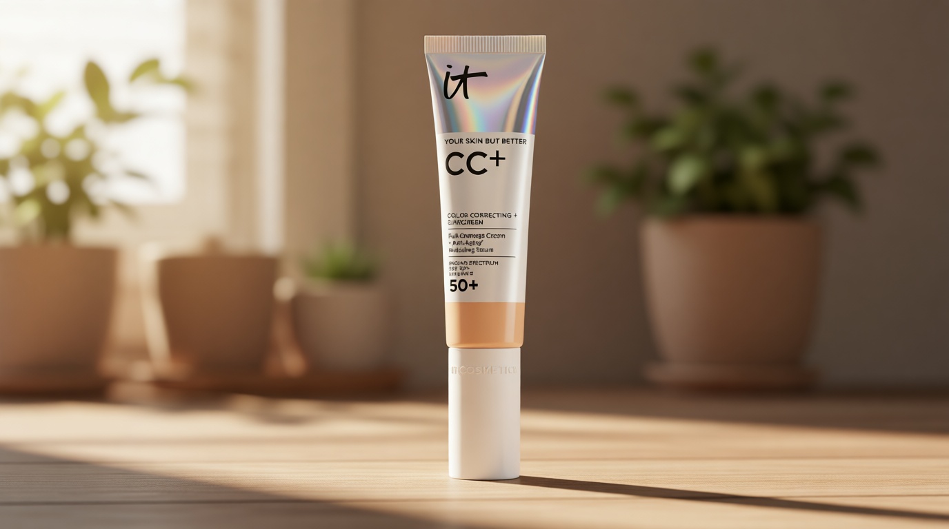IT Cosmetics CC+ Cream - Natural Full Coverage Foundation With SPF 50+, Color Corrector & Anti-Aging Hydrating Serum, Hyaluronic Acid + Peptides, Lightweight Up To 24H Wear, All Skin Types