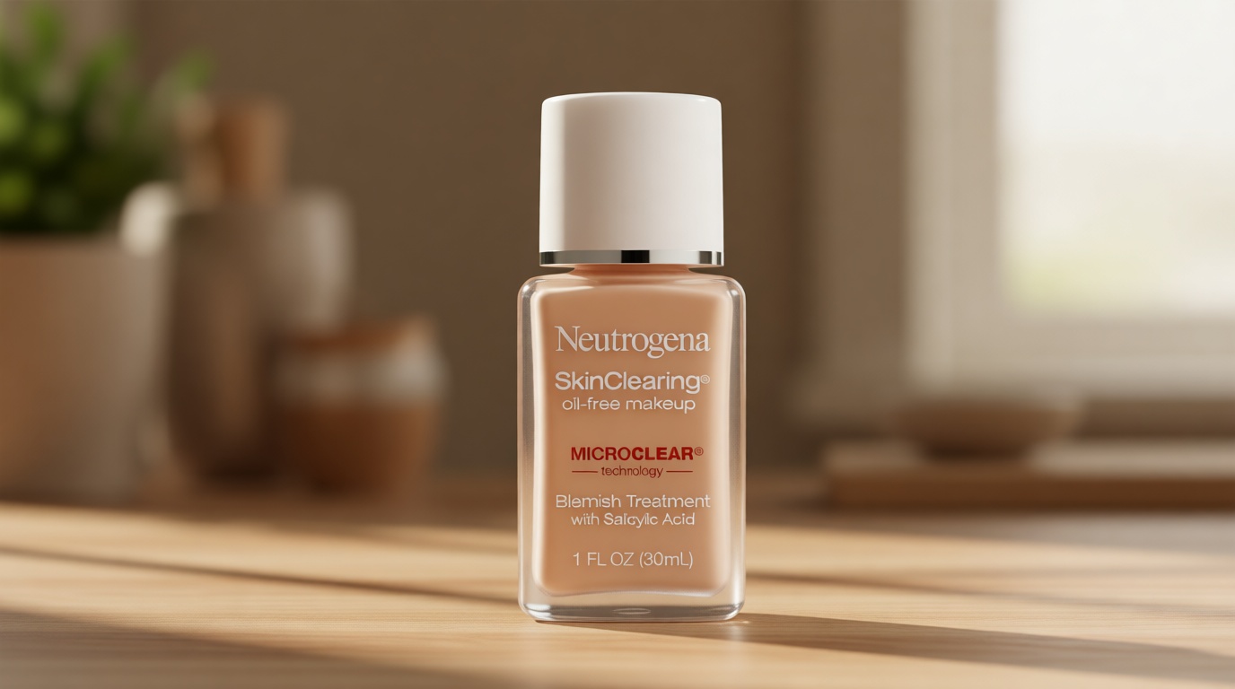 Neutrogena SkinClearing Oil-Free Acne and Blemish Fighting Liquid Foundation with.5% Salicylic Acid Acne Medicine, Shine Controlling Makeup for Acne Prone Skin, 20 Natural Ivory, 1 fl. oz