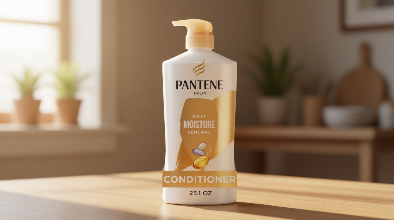 Pantene Conditioner, Daily Moisture Renewal - Pro-V Nutrients for Dry, Color-Treated, Straight to Curly Hair, 72 Hour Hydration & Softness, Paraben Free, Cleanses, Strengthens Bonds, 25.1 Fl Oz