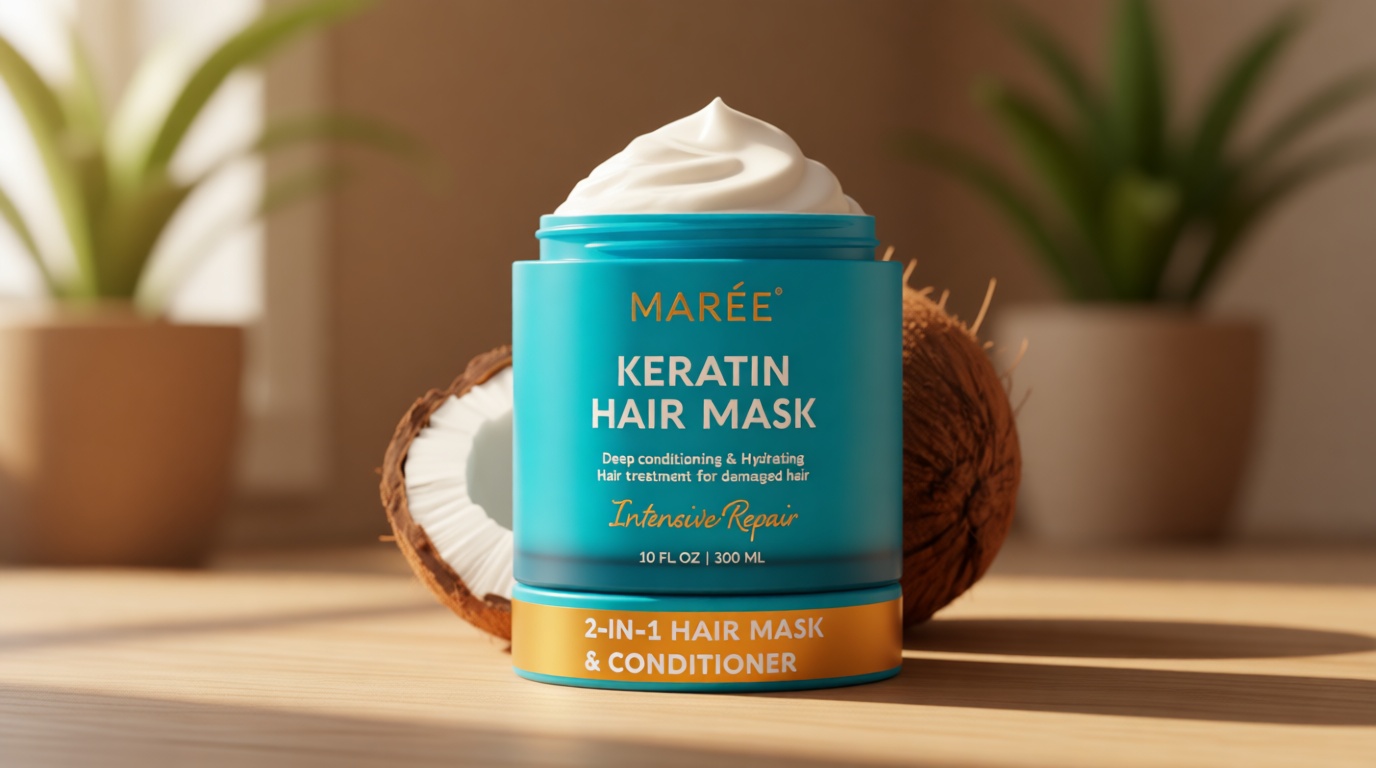 MAREE Deep Conditioning Hair Mask for Damaged Hair Treatment – Keratin Hair Care for Hydrating Growth Repair Moisturizing – Dry Curly Color Refreshing – Tratamiento Mascarilla Para el Cabello Seco