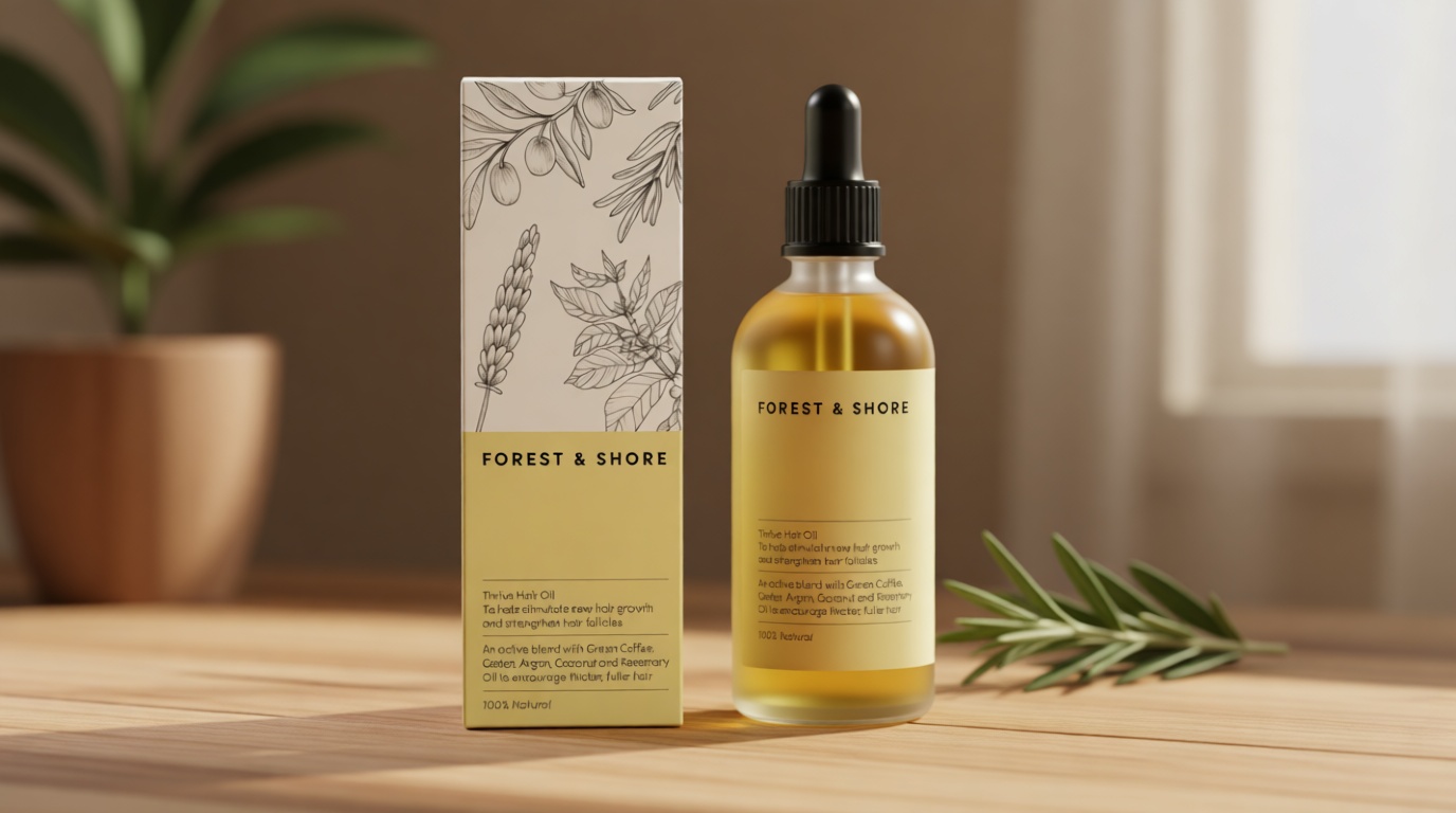 Forest & Shore Hair Growth Oil, 100% Natural, with Caffeine, Biotin, Castor , Argan & Rosemary, Effective Serum for Damaged Hair
