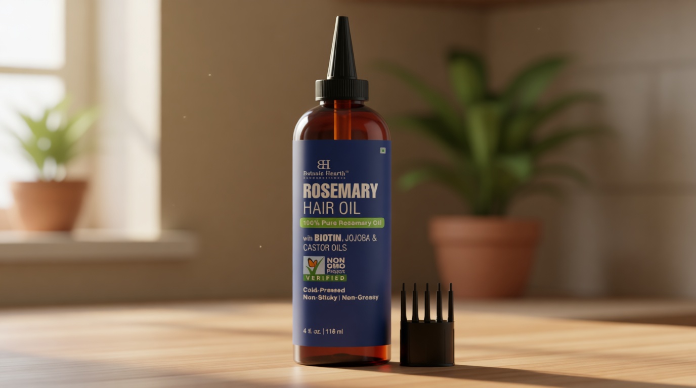 Botanic Hearth Hair Oil for Hair Growth | Rosemary Oil for Hair Growth with Biotin, Castor & Jojoba | Hair Relaxers & Dry Scalp Treatment | Color Safe | All Hair Types | 4 Fl Oz