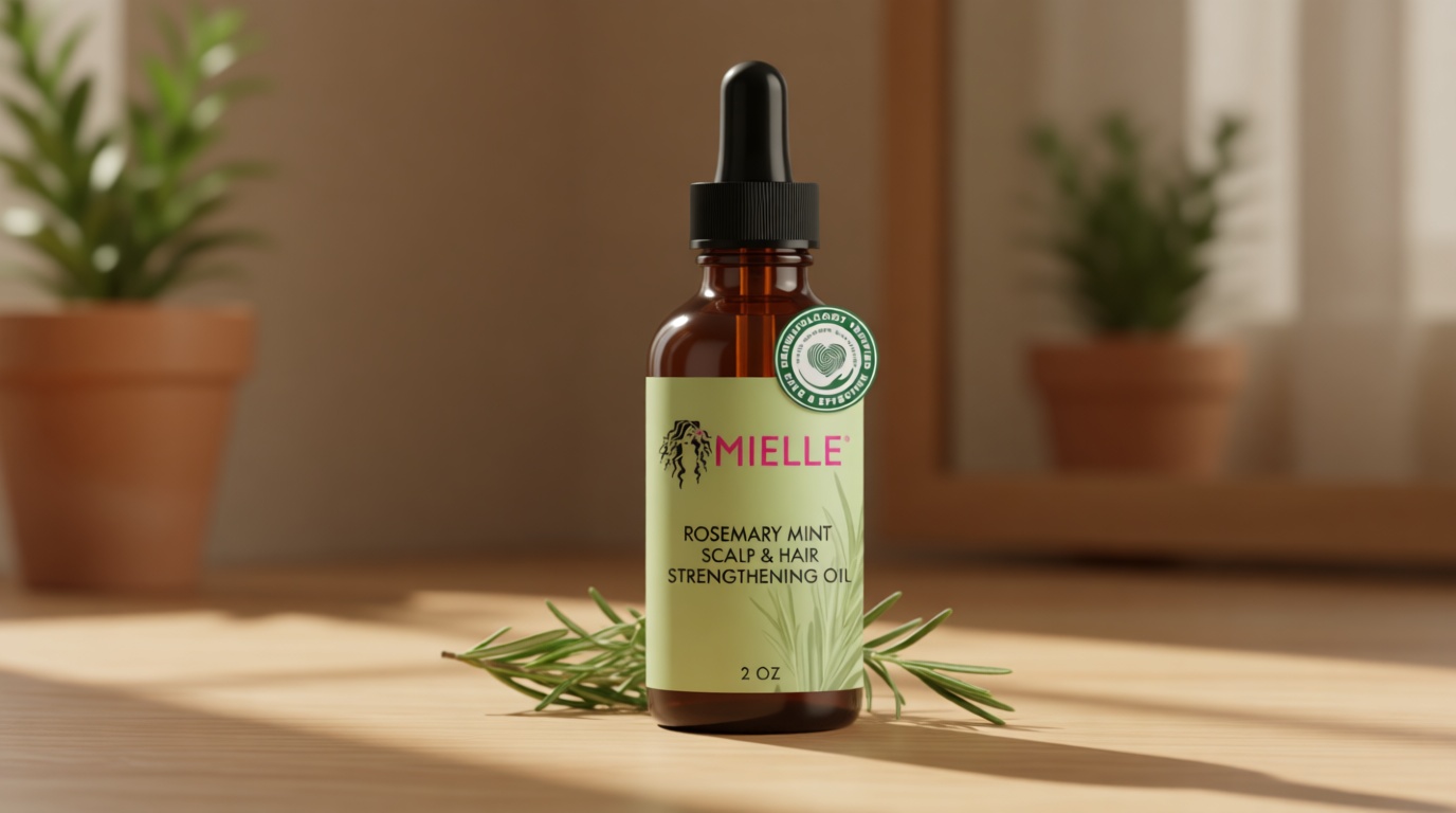 Mielle Organics Rosemary & Mint Hair Oil - Strengthening Biotin Oil Infused Frizzy & Damaged Hair Care - Split Ends & Dry Scalp Treatment to Support Longer, Healthier Strands, 2 Ounce