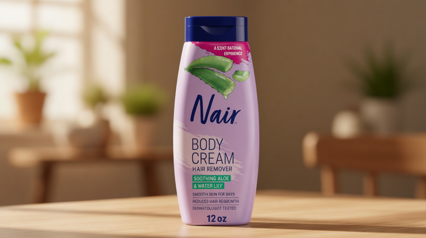 Nair Body Cream Hair Remover, Soothing Aloe and Water Lily, Dermatologist Tested Body Hair Removal Cream, with Evolved Ingredients, 12 Oz - Amazon Exclusive Size