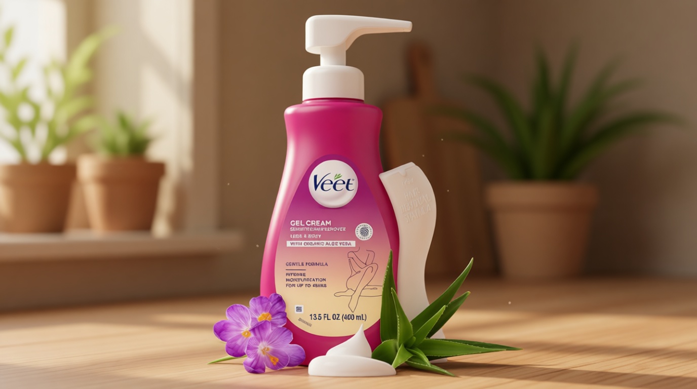 Veet Sensitive Skin Hair Removal Cream For Women, Painless Bikini Hair Removal Gel, Dermatologically Tested Depilatory Cream For Bikini Line, Legs, Arms, Underarms, 13.5 FL OZ Pump Bottle with Tool