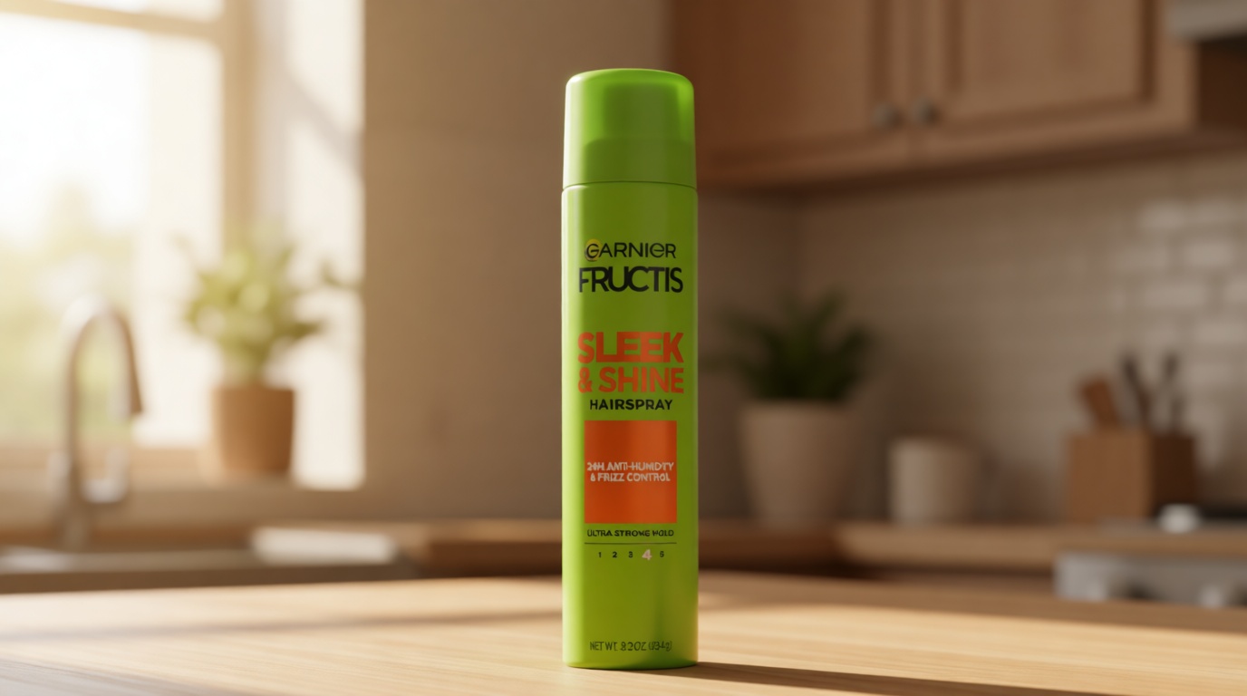 Garnier Fructis Style Sleek and Shine Anti-Humidity Hairspray, Ultra Strong Hold, Frizz Protection 8.25 Oz, 1 Count (Packaging May Vary)