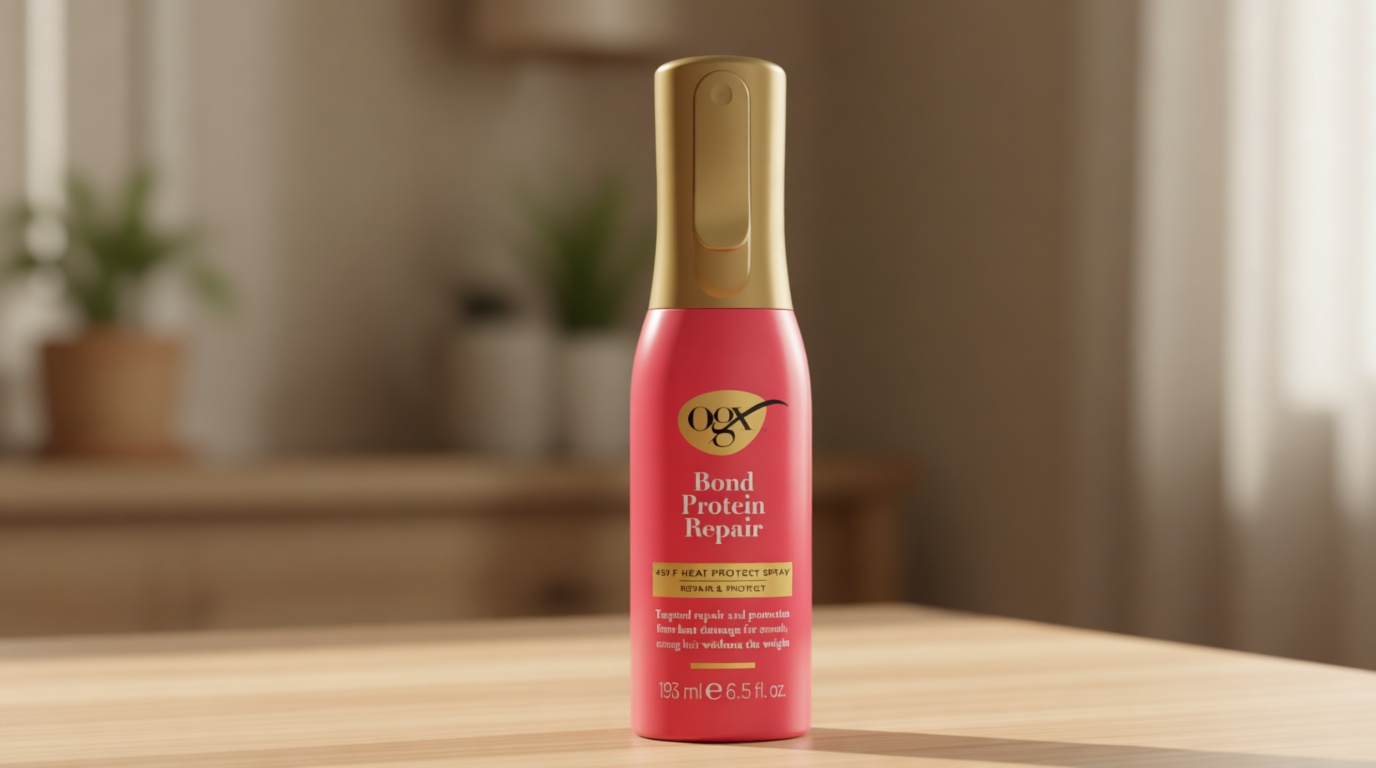 OGX Repair & Protect Bond Protein Repair 450°F Heat Protect Spray, Weightless Repair Mist for Nonstop Damage Protection* for All Hair Types, Heat Spray Preps Hair for Styling, 6.5 fl. oz