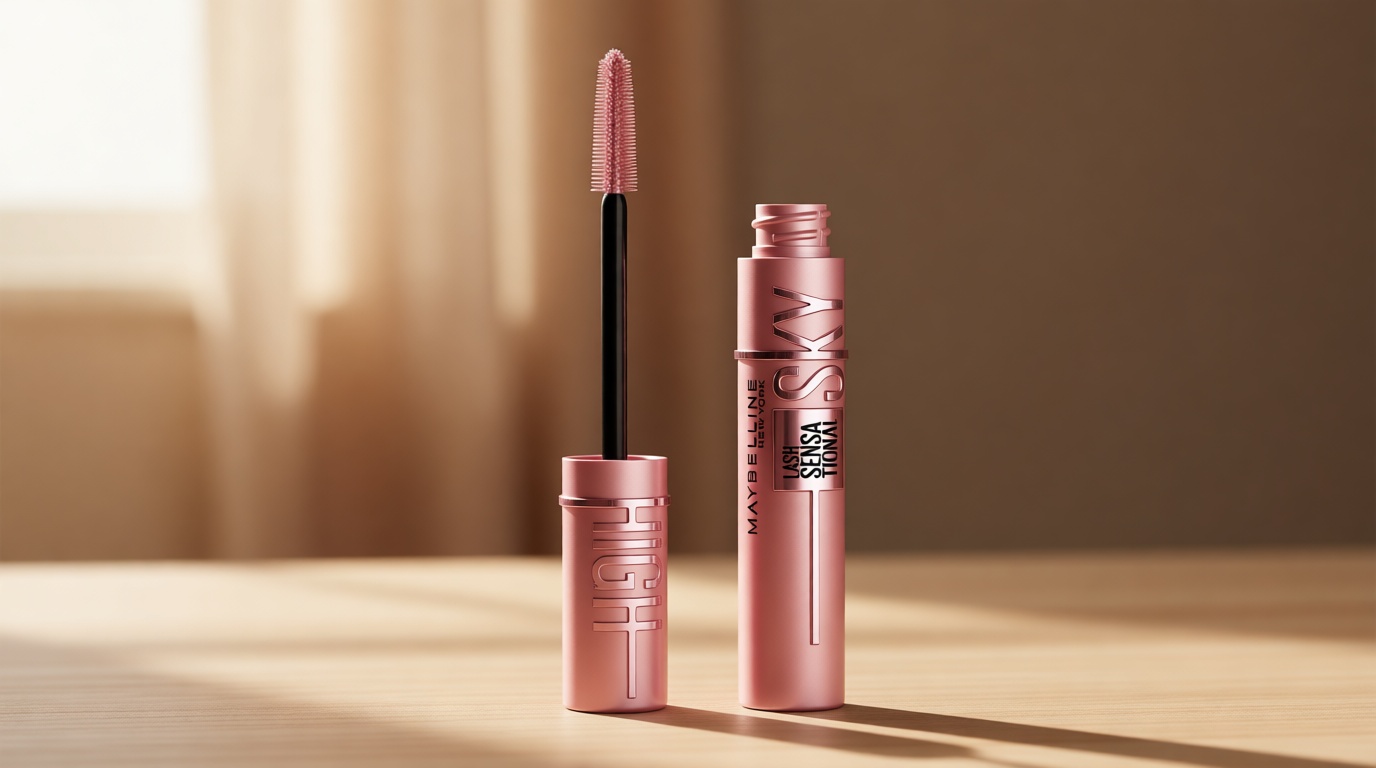 Maybelline Lash Sensational Sky High Washable Mascara Makeup, Volumizing, Lengthening, Defining, Curling, Multiplying, Buildable Formula, Blackest Black, 1 Count