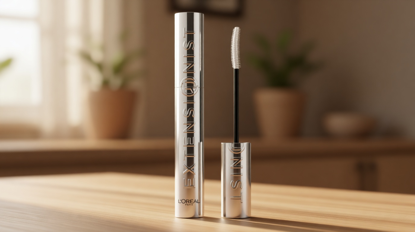 L'Oreal Paris Extensionist Mascara, Lengthening, Volumizing, and Curling Formula For a Lash Extension Eye Makeup Look, Washable Blackest Black