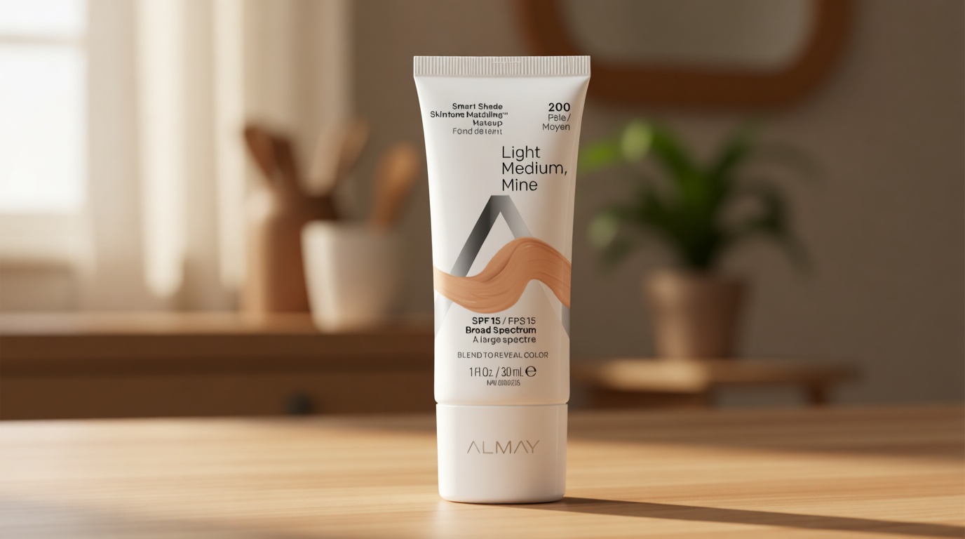 Almay Skintone Matching Foundation, Smart Shade Face Makeup with SPF 15, Hypoallergenic, Oil-Free, Dermatologist-Tested, 200 Light Medium Mine, 1 fl oz