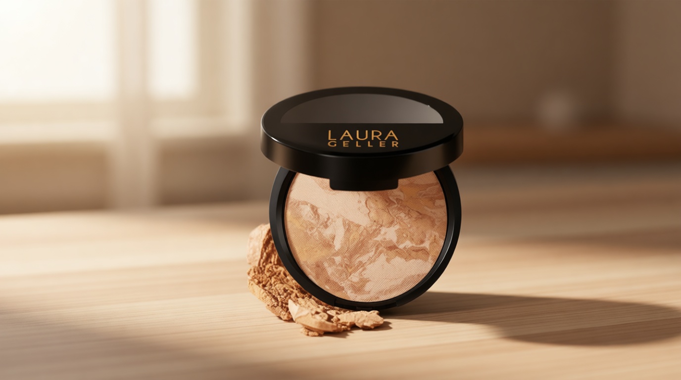 LAURA GELLER NEW YORK Award-Winning Baked Balance-n-Brighten Color Correcting Powder Foundation - Medium - Buildable Light to Medium Coverage - Demi-Matte Natural Finish