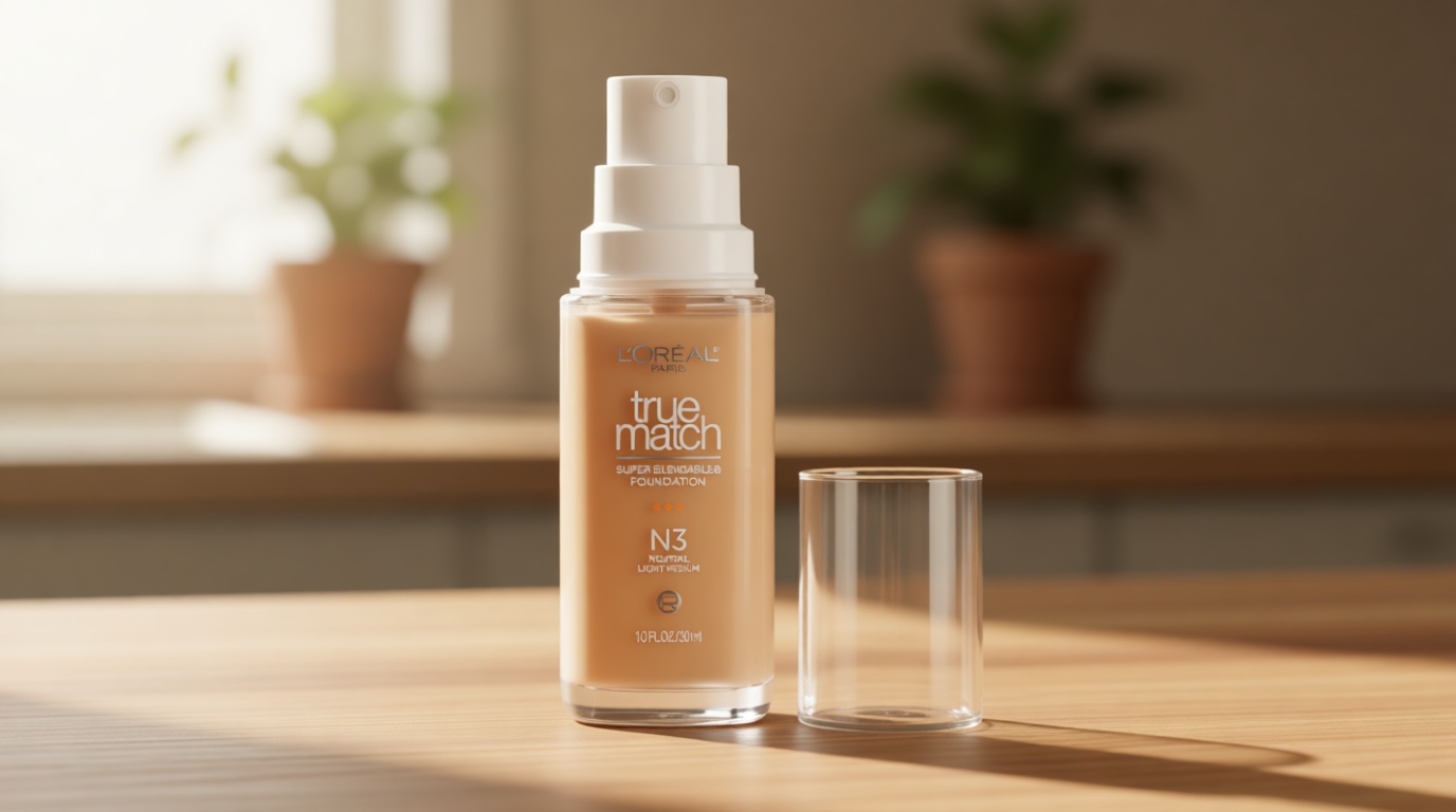 L'Oreal Paris True Match Super-Blendable Foundation, Medium Coverage Liquid Foundation Makeup, N3, Light Medium, 1 Fl Oz
