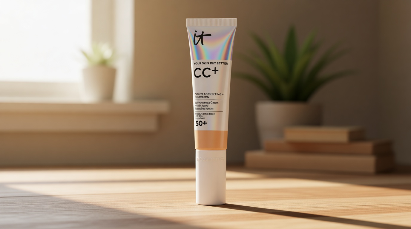IT Cosmetics CC+ Cream - Natural Full Coverage Foundation With SPF 50+, Color Corrector & Anti-Aging Hydrating Serum, Hyaluronic Acid + Peptides, Lightweight Up To 24H Wear, All Skin Types