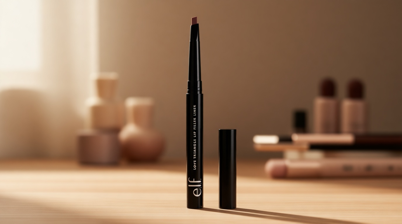 e.l.f. Love Triangle Lip Filler Liner, 2-in-1 Lipliner Pencil For Sculpting & Filling, Long-Lasting Intense Color, Vegan & Cruelty-Free, Soft Pink